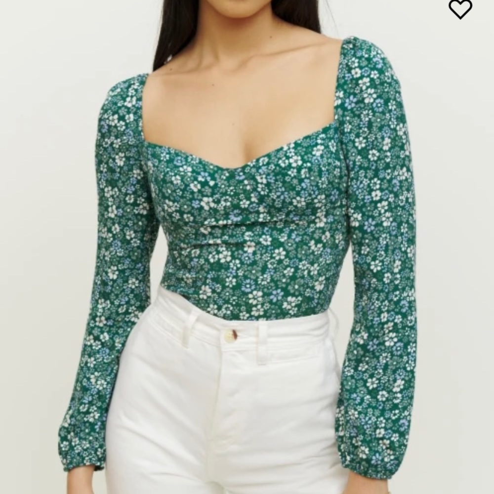 Reformation green floral top. NWT